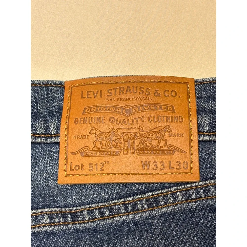 Levis Premium Big E 512 Slim Taper Blue Jeans Mens 33x28 Medium Wash Stretch‎